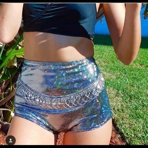 *SOLD* Rave With Mi Gente holographic shorts